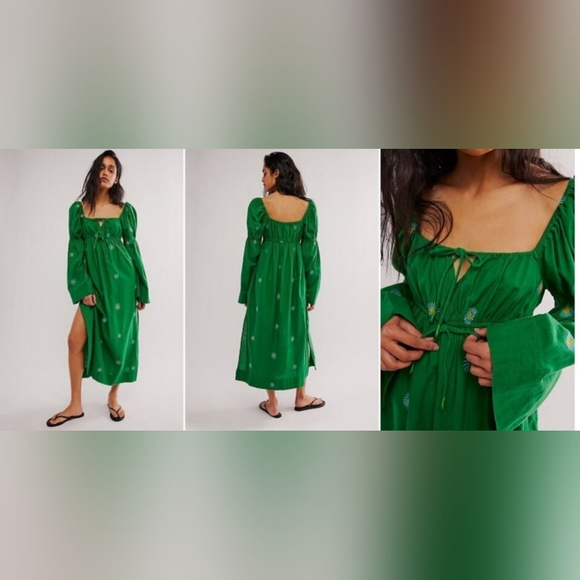 Free People Emory Embroidered Midi Dress Size XS - Picture 3 of 15
